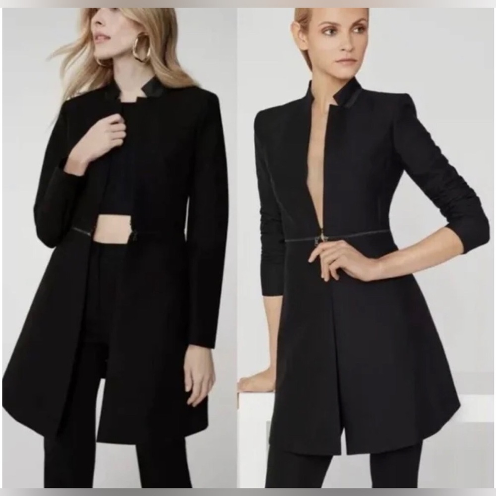 BCBGMAXAZRIA Gunmetal Combo Metallic Textured Coat Size S